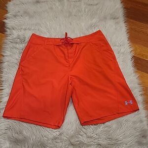 Under‎ Armour heat gear mens red loose board shorts size 38